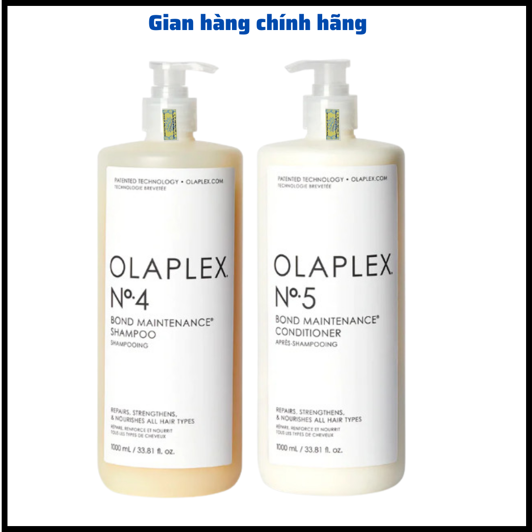 Bộ gội xả olaplex số 4 & số 5 phục hồi tóc khô xơ hư tổn usa 1000ml, olaplex 1000ml