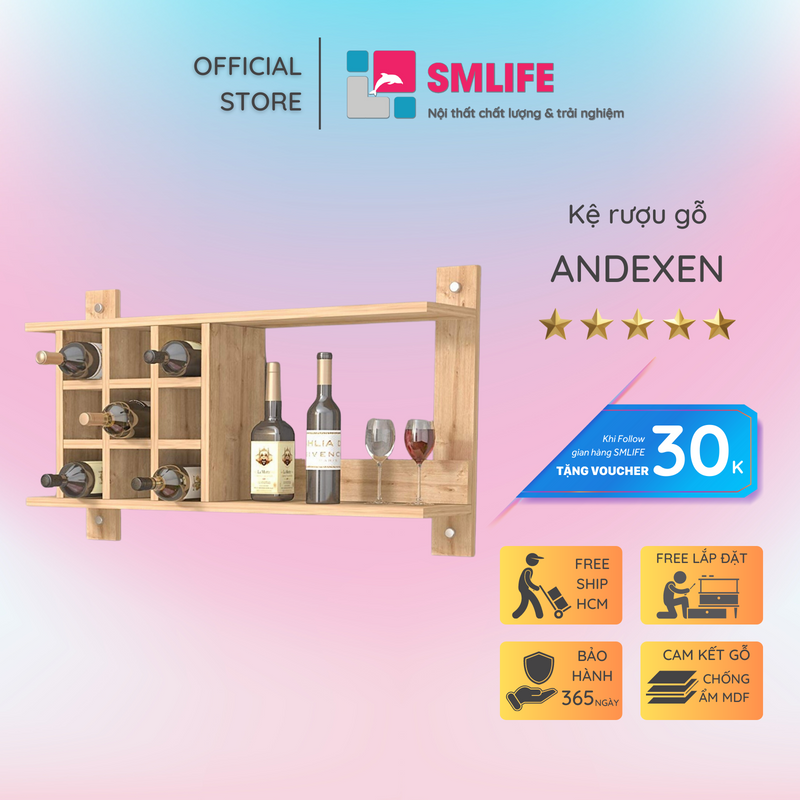 Tủ đựng rượu bằng gỗ công nghiệp SMLIFE Andexen