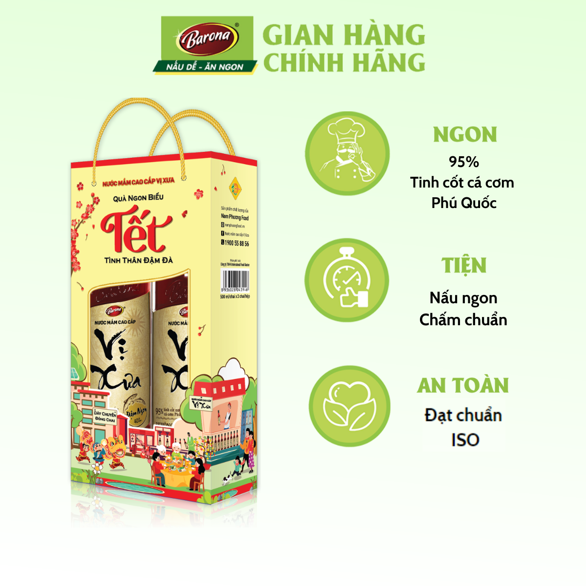 Hộp Xuân 2 chai Nước Mắm Phú Quốc Cao Cấp Vị Xưa 40 độ đạm 500ml