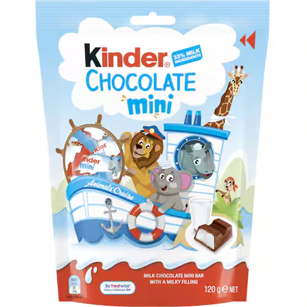 TÚI 20 THANH SOCOLA SỮA BỌC KEM SỮA Kinder Safari World Mini Chocolate Bars, 33% SỮA TƯƠI NGUYÊN CHẤT, 120g