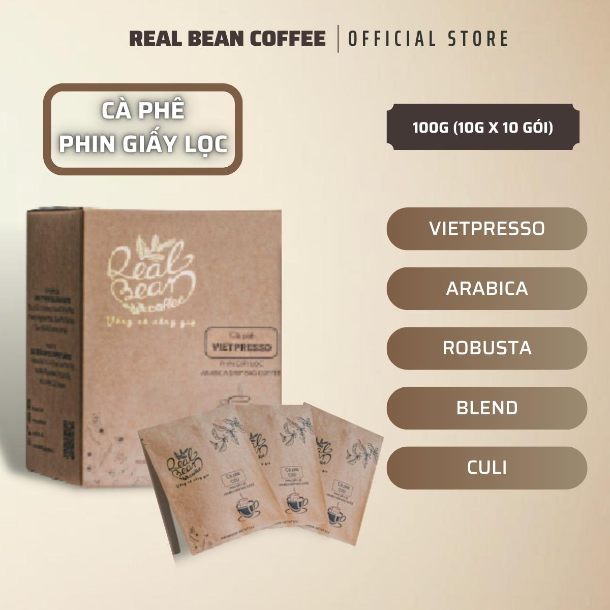 Cà phê phin giấy real bean coffee - hộp 10 gói