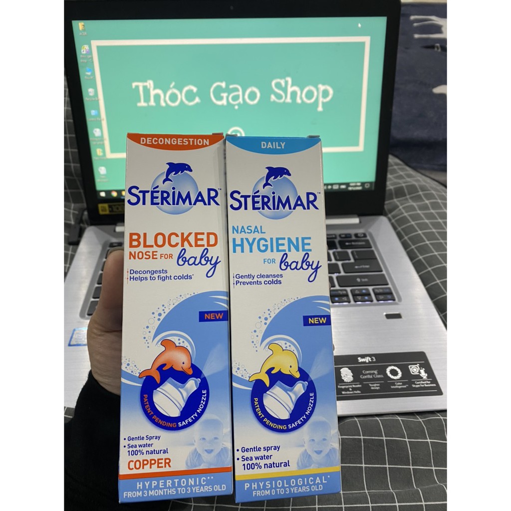 Xịt mũi muối biển cá heo Sterimar cam 100ml hàng nội địa Pháp