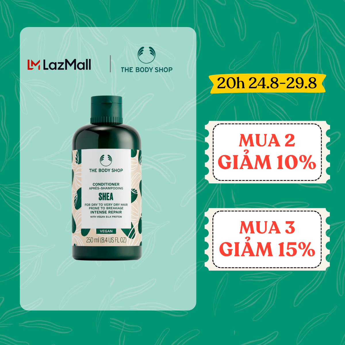 Dầu Xả Bơ Hạt Mỡ SHEA BUTTER RICHLY REPLENISHING CONDITIONER 250ML The Body Shop
