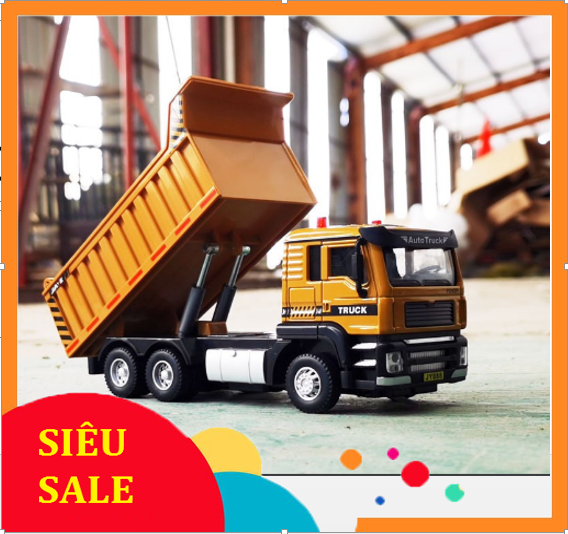 Hàng loại 1 - mô hình xe ô tô tải xe ben làm bằng kim loại có đèn và nhạc tỉ lệ 1:50