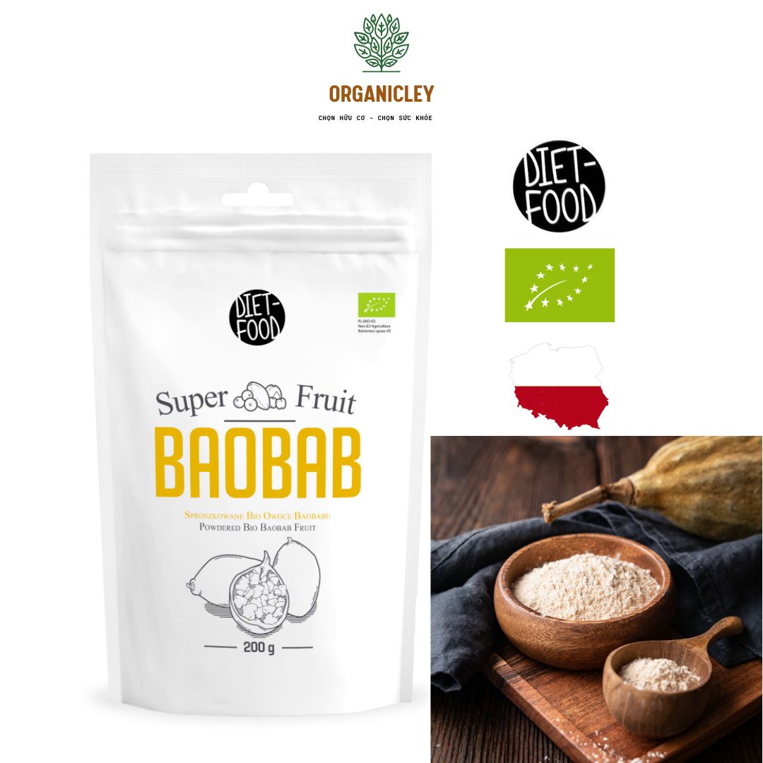 Bột quả baobab hữu cơ diet food organic baobab powder 200g - baobab - baobap - bột baobab - superfood - siêu thực phẩm