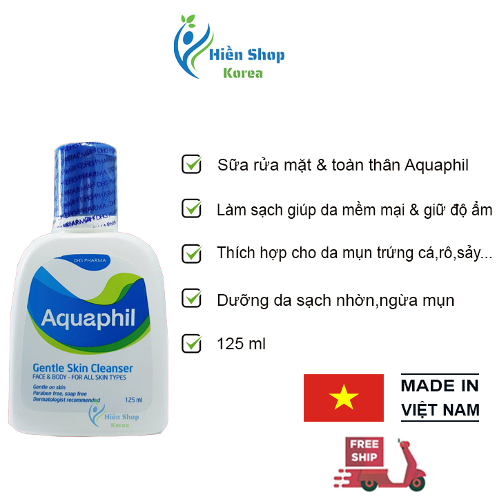 Sữa rửa mặt và toàn thân Aquaphil thích hợp dùng cho da bị mụn trứng cá,ngứa,da khô
