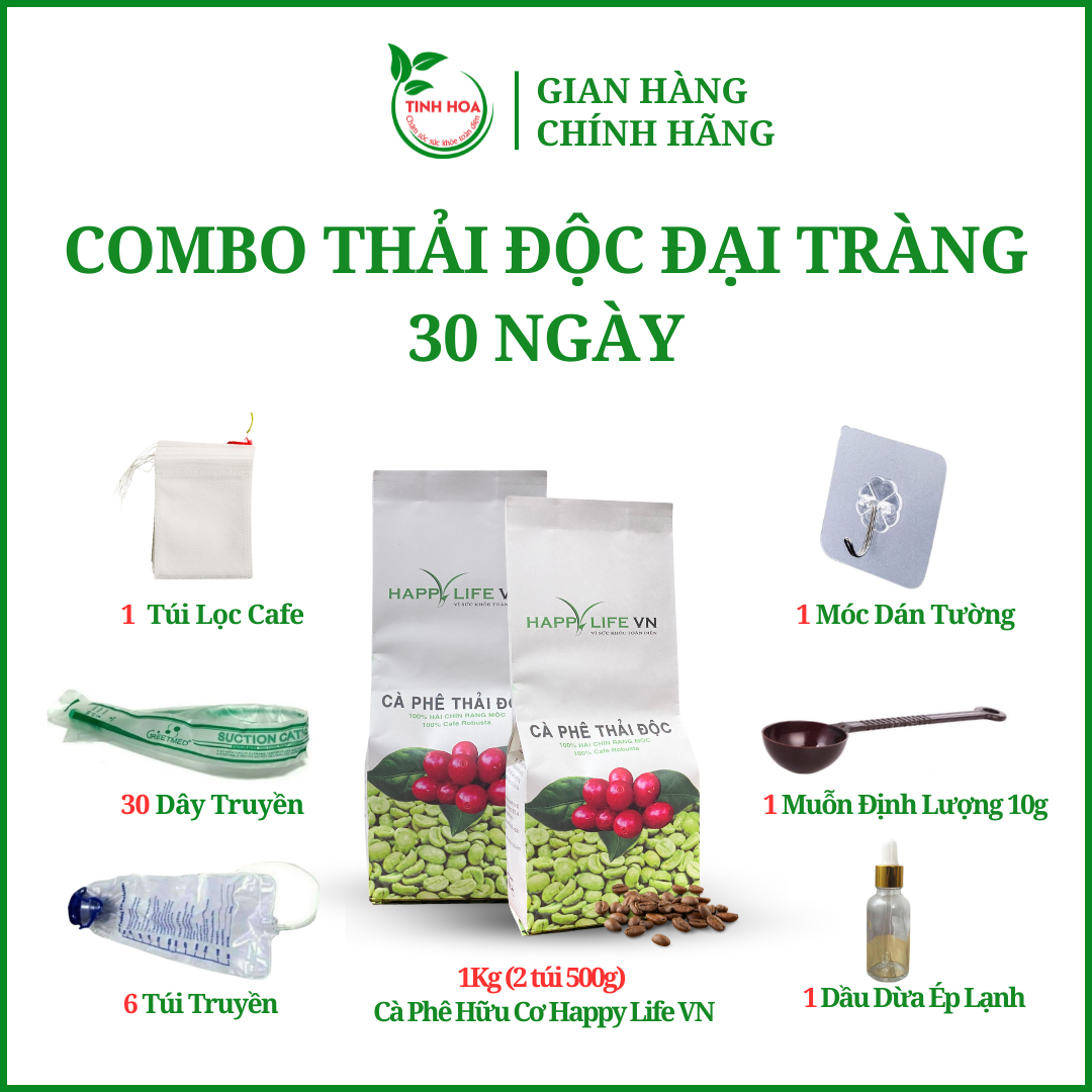 Cà phê hữu cơ thải độc đại tràng 30 ngày TINHHOACARE thải độc đại tràng bằng cà phê giúp đại tràng khoẻ ngừa táo bón gan khoẻ đẹp da giảm cân