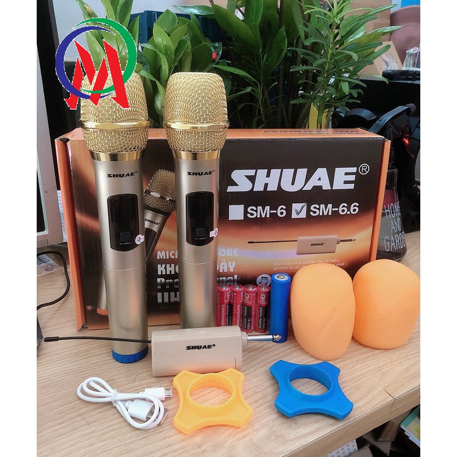 Micro không dây điện máy XANHMicro không dây cao cấpBộ 2 micro không dây đa năng Shuae SM 6.6 - Micro đa năng phù hợp mọi thiết bị thông minh tiện lợi BH 1 năm.