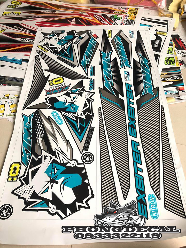 Tem Rời Exciter 150 King Drag Xanh Ngọc