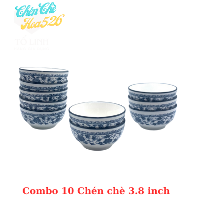 Combo 10 chén chè gốm sứ hoạ tiết hoa, 5 bát chè hoa gốm sứ cao cấp
