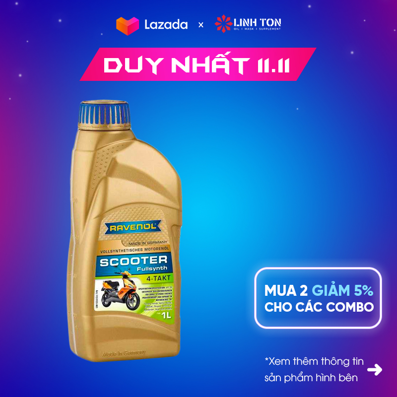 [HCM]Nhớt nhập khẩu Đức RAVENOL SCOOTER 4-TAKT FULLSYNTH 5W-40 (1L)