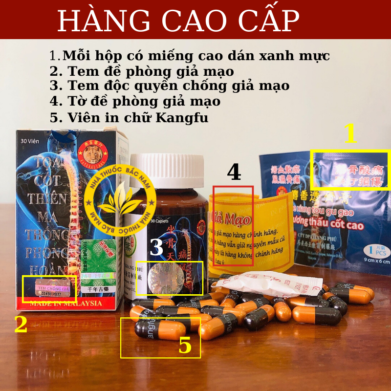 Tọa Cốt Thiên Ma Thống Phong Hoàn Malaysia 30 viên loại xịn tem xanh lá - Hỗ trợ xương khớp