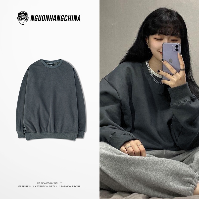 Áo Sweater Nelly Heybig trơn màu xám đậm