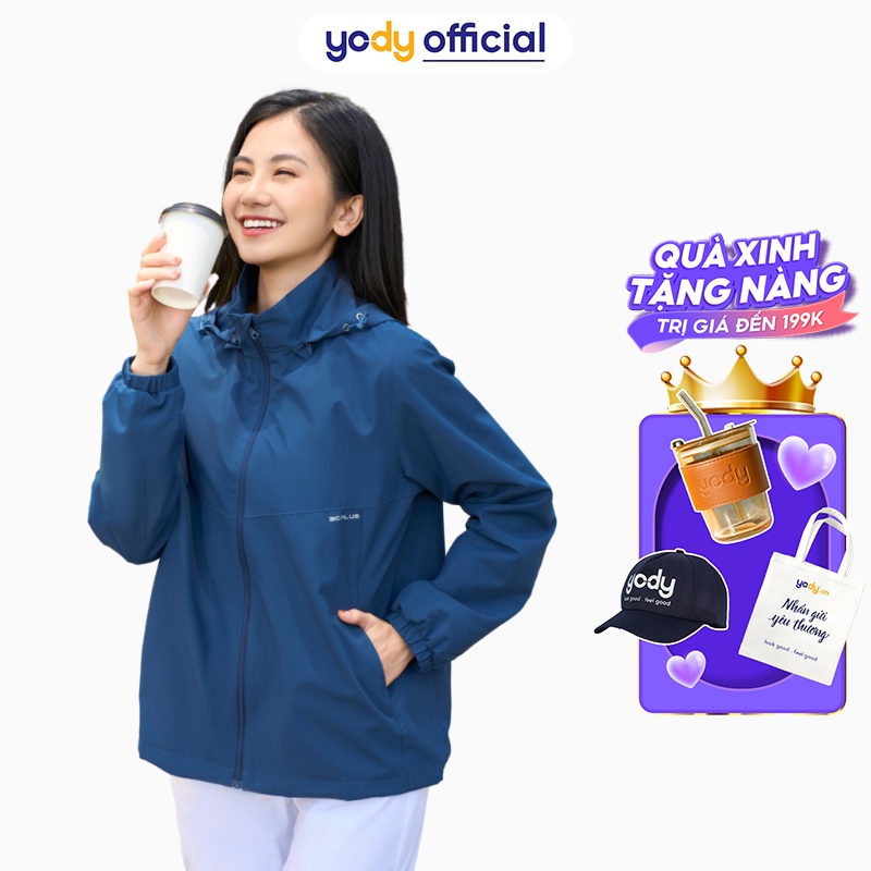 Áo gió nữ YODY 3C PLUS 2 lớp cao cấp khoác nhẹ chống thấm nước, cản gió chống bụi AKN5040 NAK21