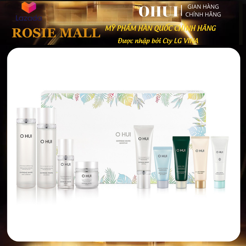 Bộ dưỡng trắng OHUI Extreme White Set 9 Sp. Chiết suất SNOW VITAMIN cô đặc. Bộ mỹ phẩm Ohui Hàn Quốc chính hãng.
