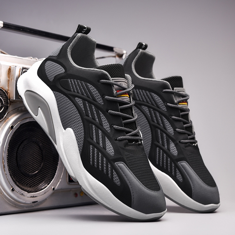 Giày thể thao nam mendo- giày sneaker màu đen viền xanh - xám, giày thể thao vận động,bảo vệ chân - g5150