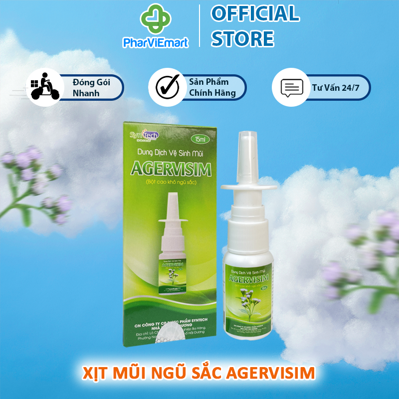 Hỗ trợ các triệu chứng về sổ mũi viêm xoang - xịt mũi ngũ sắc agervisim