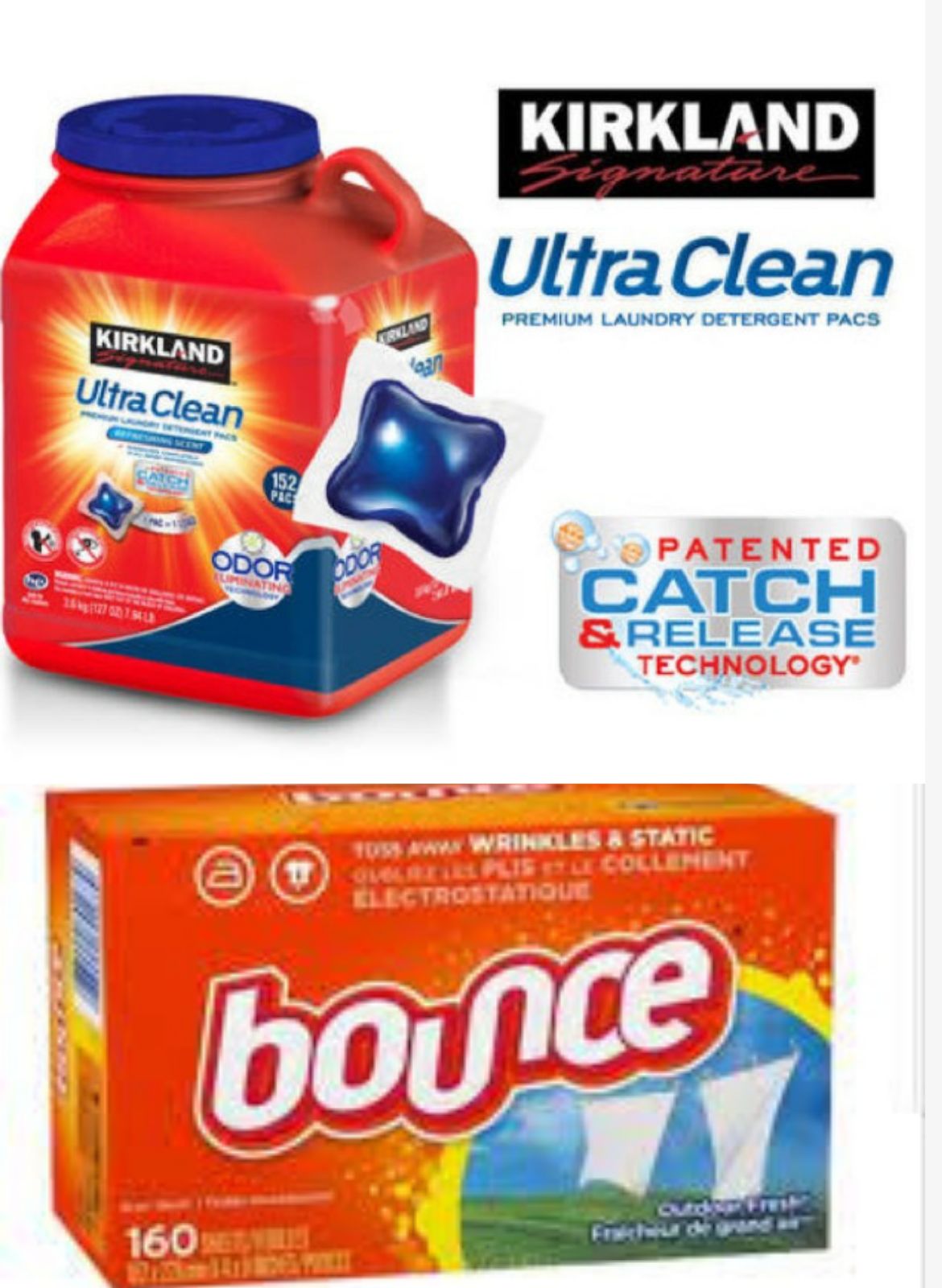 Combo Viên giặt Ultra Clean kết hợp giấy thơm quần áo cao cấp Bounce Outdoor Fresh NK - USA