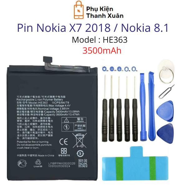 Pin nokia x7 2018 / nokia 8.1 he363 3500mah | hàng nhập khẩu | tặng kèm bộ tháo mở