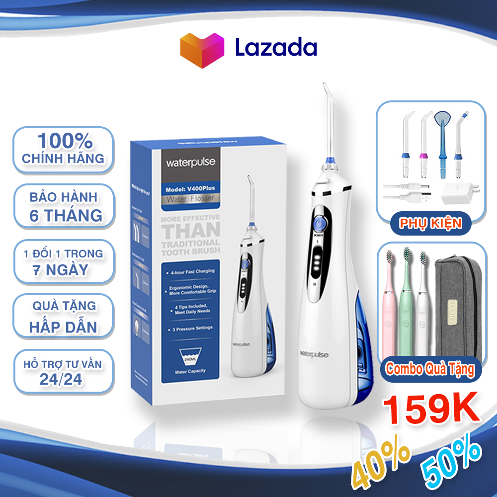 Máy Tăm Nước Cầm Tay vệ sinh răng miệng Waterpulse V400 plus pro Chính Hãng - Bảo hành 6 tháng