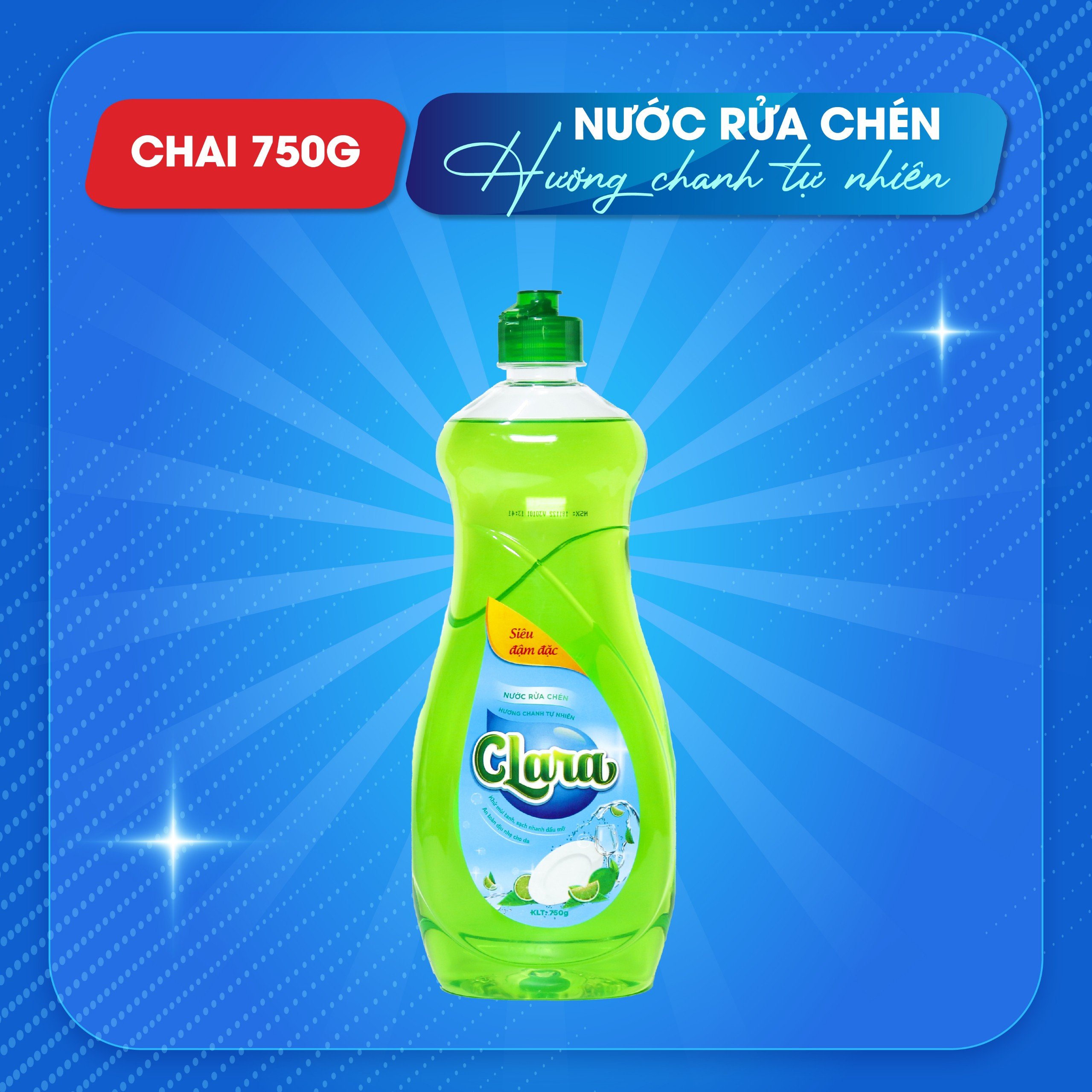 Nước rửa chén bát Clara hương chanh tự nhiên chai 1 lít