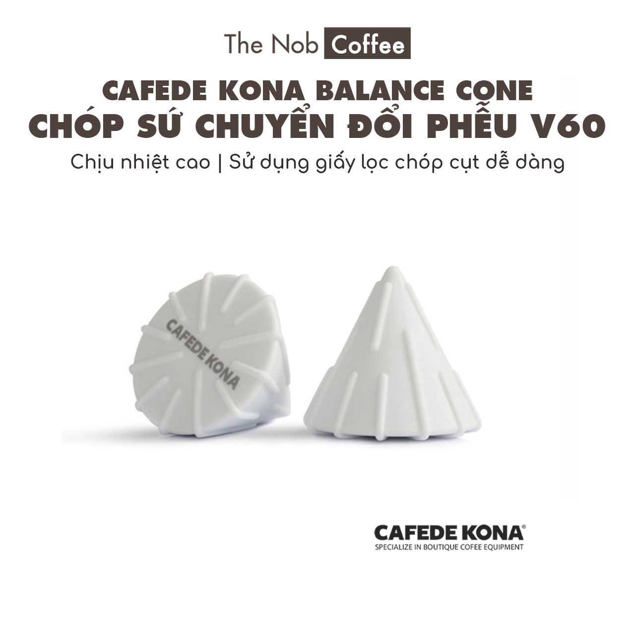 Chóp nón sứ chuyển đổi phễu V60 sử dụng với giấy Kalita Wave