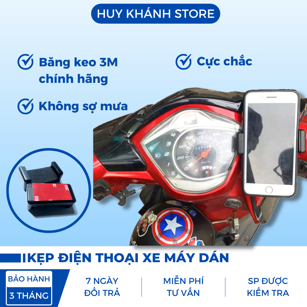Kẹp điện thoại dán lên đồng hồ xe máy gọn nghẹ không gây vướng