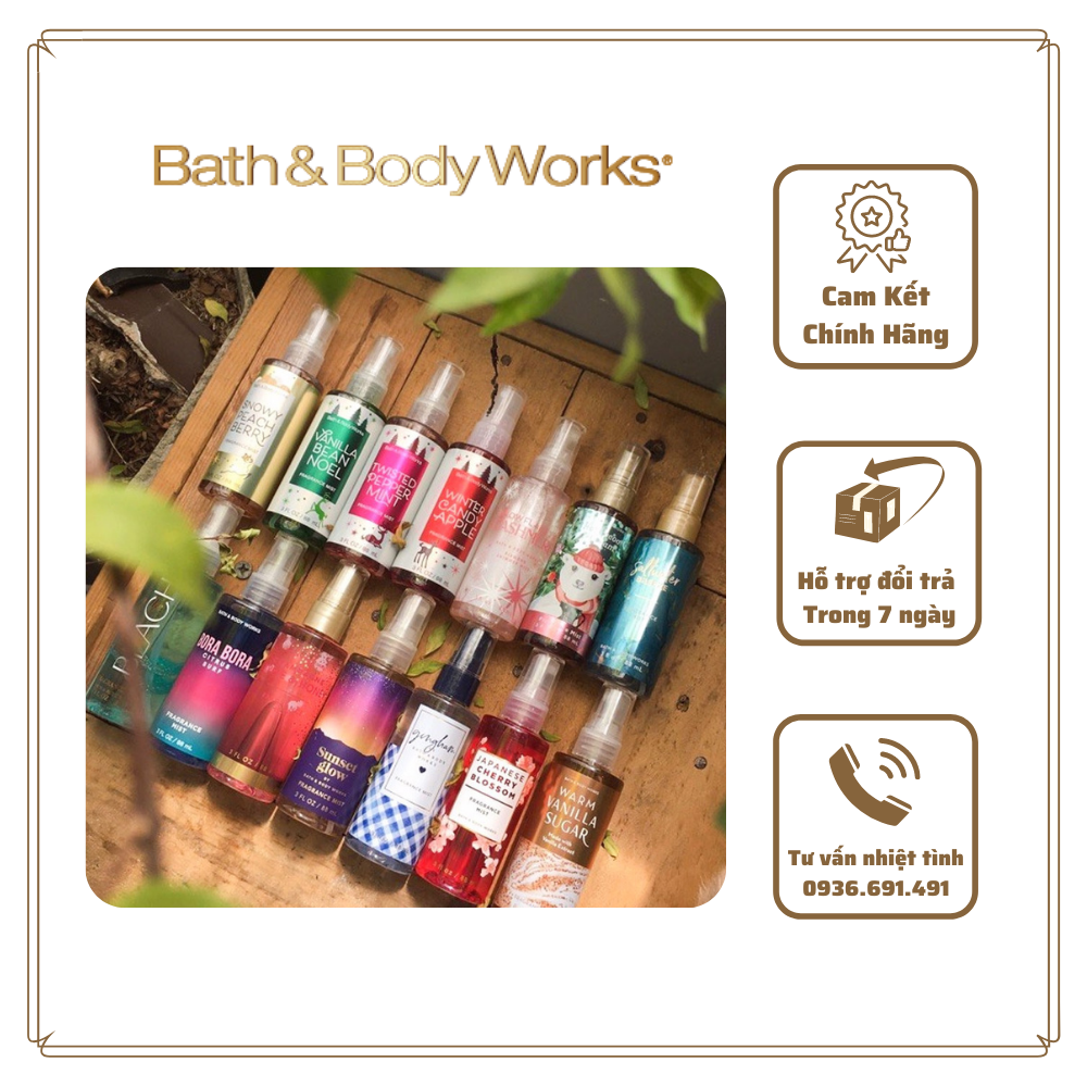Xịt thơm toàn thân Body mist Bath and Body Works minisize 88ml