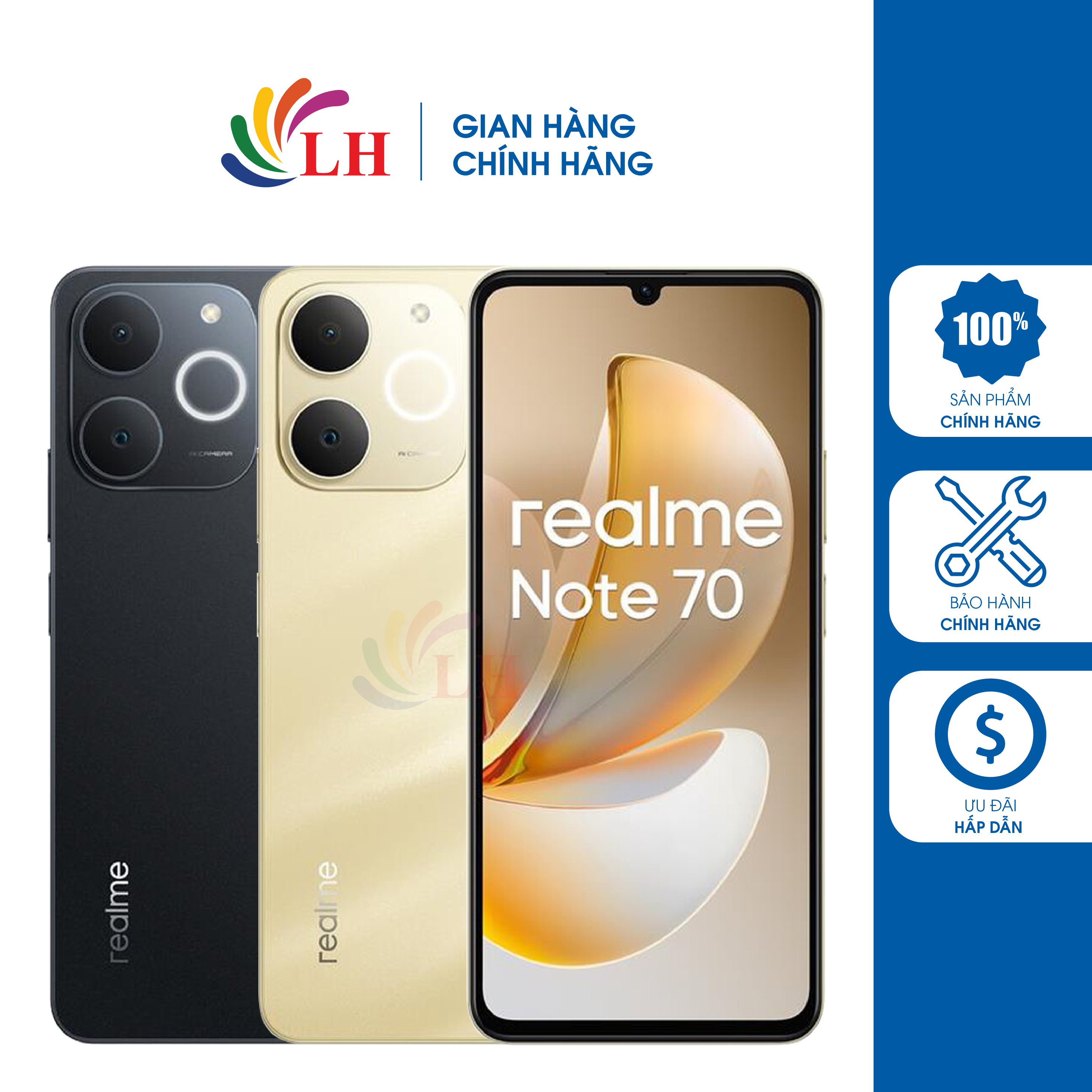 Điện thoại Realme Note 70 (4GB/128GB) - Hàng chính hãng - IPS LCD 6.74 inch, Unisoc T7250, Pin 6300m