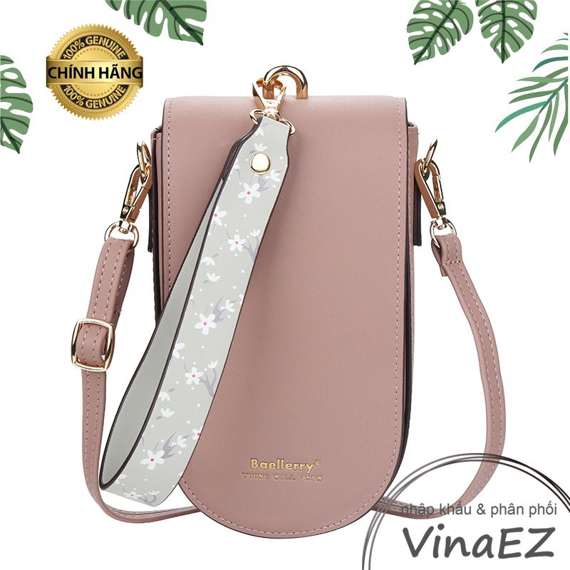[FREESHIP]túi ví đeo chéo hàng hiệu Baellerry chất da cao cấp với 2 dây đeo cách điệu đáy bầu đựng vừa điện thoại - N8613