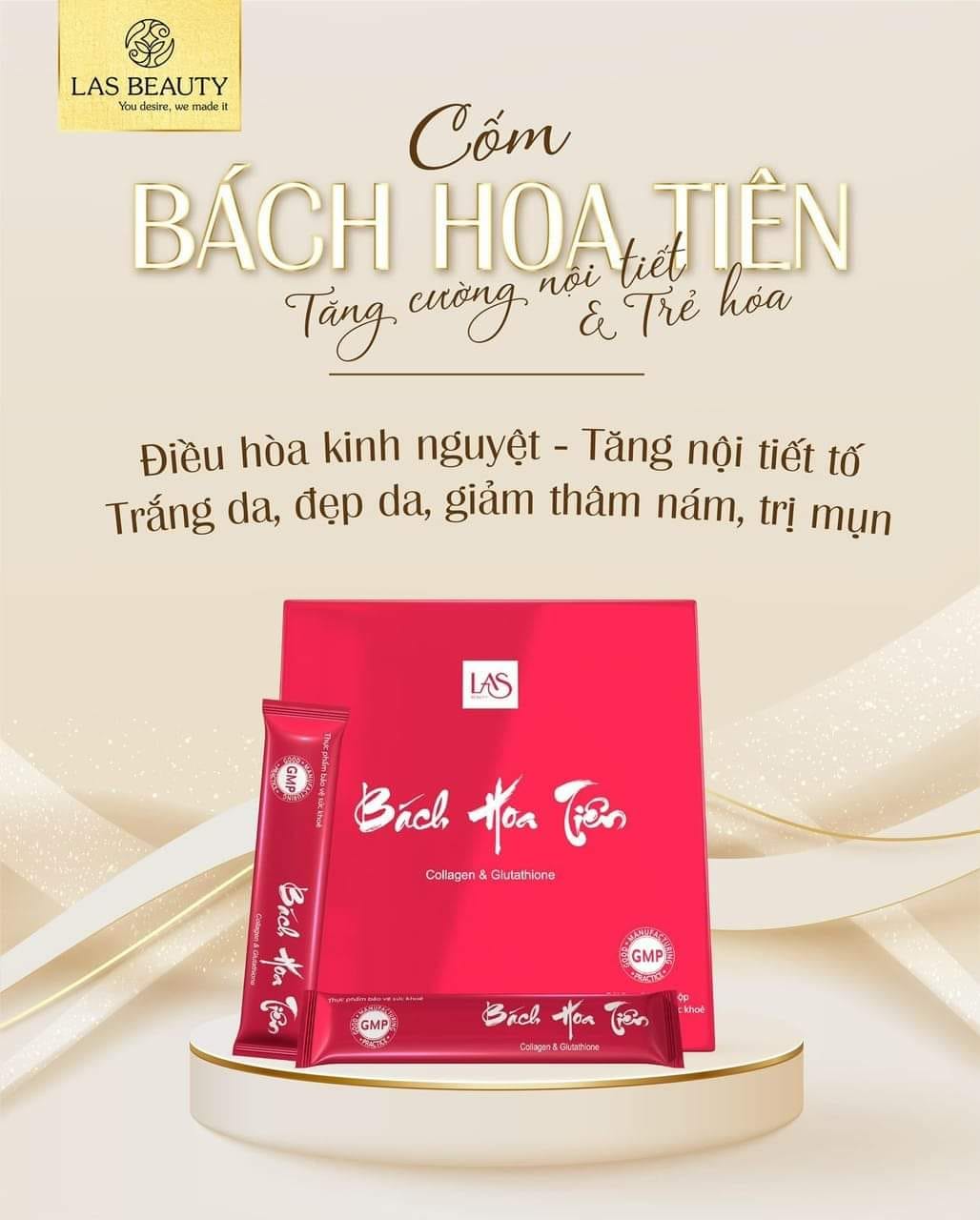 Bách hoa tiên Las beauty cốm uống đẹp da hộp 20 gói