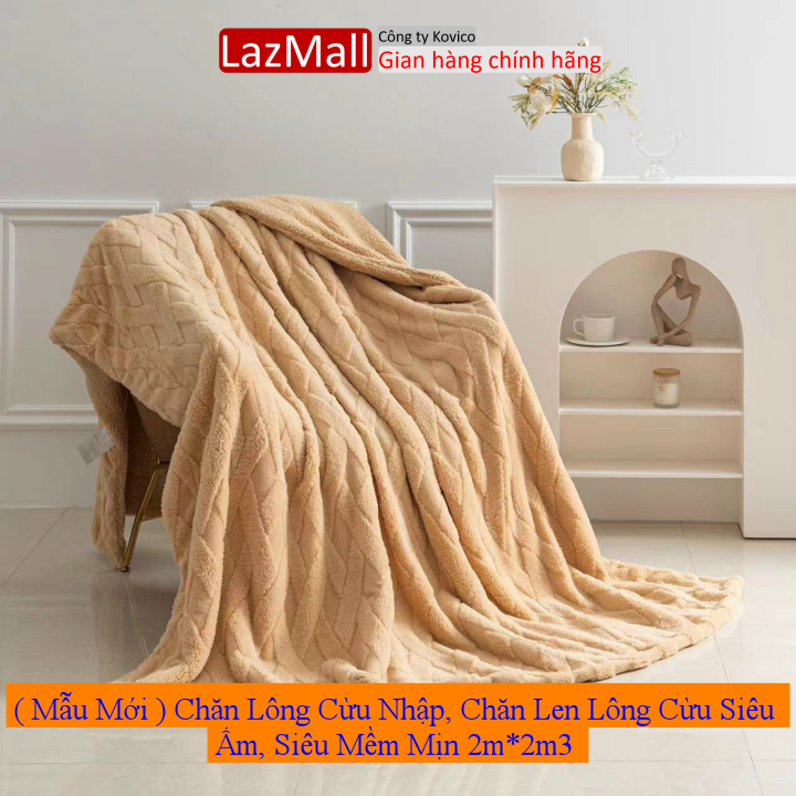 Chăn lông cừu nhập, chăn len lông cừu siêu ấm, siêu mềm mịn 2m*2m3