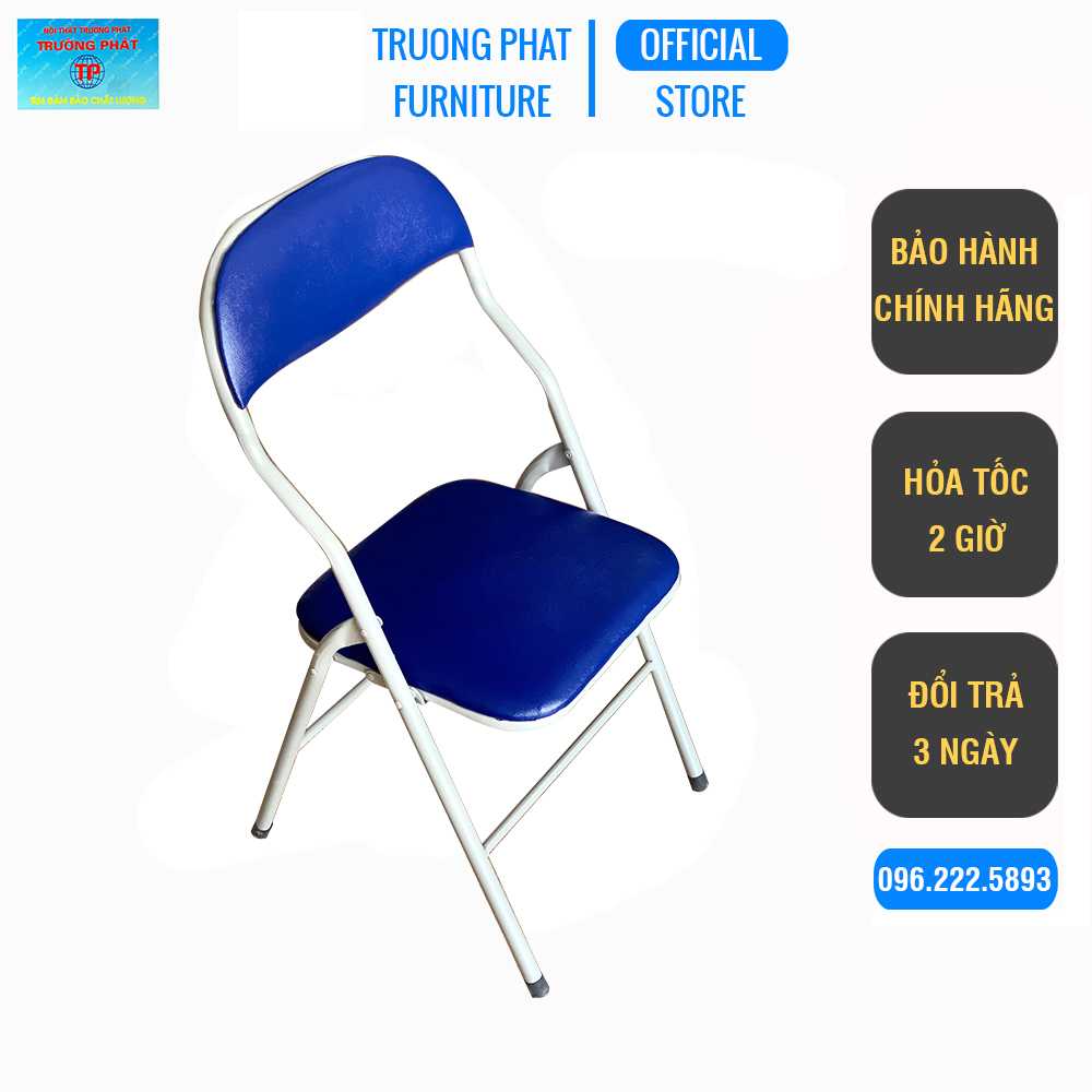 Ghế gấp văn phòng Trường Phát G01S, ghế xếp khung sắt sơn tĩnh điện, đệm tựa ghế bọc pvc êm ái, gấp gọn dễ dàng