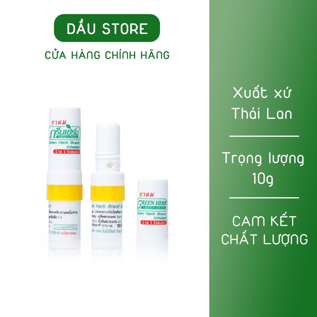 Ống hít thông mũi 2 đầu Herb Green 2ml giảm nghẹt mũi, giảm say tàu xe - date xa