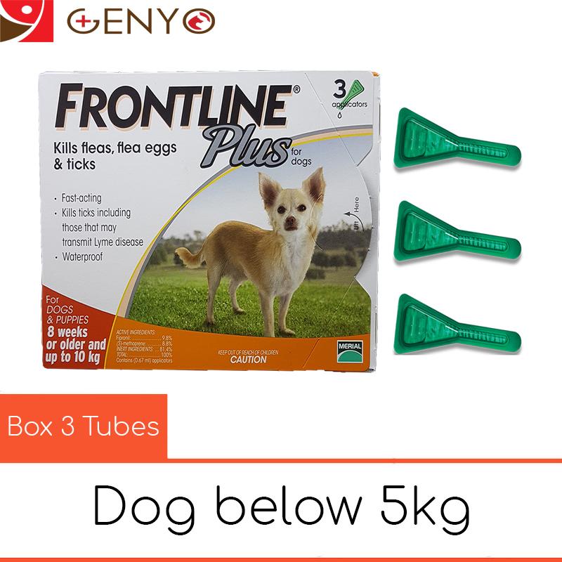 Nhỏ gáy trị ve ghẻ, bọ chét cho chó Dưới 10kg - Hộp 3 ống Merial Frontline Plus