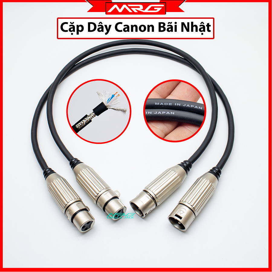 Cặp Dây Canon Đực Cái Hàng Bãi Japan, dài 1met và 0.5met | dây canon bãi, dây jack canon, dây giắc canon, cáp xlr.