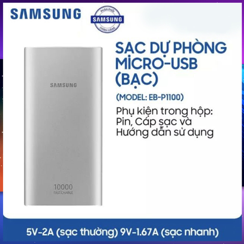 [XẢ KHO-GIÁ CỰC SỐC] pin sạc sự phòng, cục sạc dự phòng, sạc dự phòng mimi, Pin sạc dự phòng Samsung Power Bank Fast Charge EB-P1100C- 10000mAh Type C Thanh Tung Store 1-hỗ trợ sạc nhanh. BH 6 THANG, LỖI 1 ĐỔI 1 TRONG 7 NGÀY