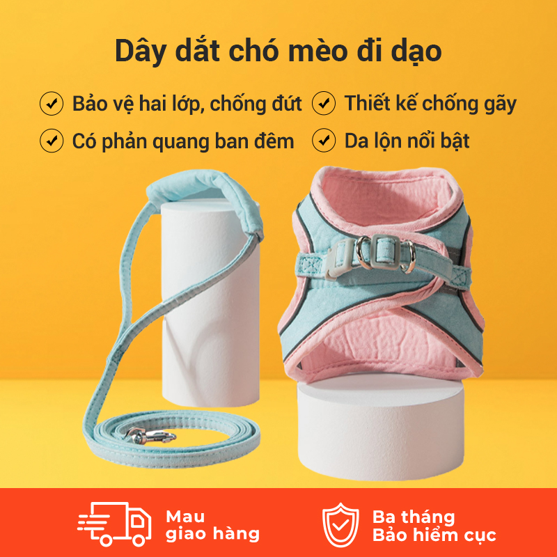 Dây dắt chó mèo kèm yếm chống đột quỵ