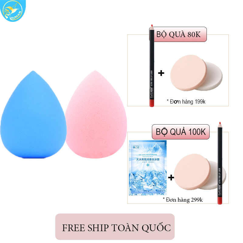 Bông mút makeup 1 hộp 2 cái hình giọt nước,oval màu ngẫu nhiên