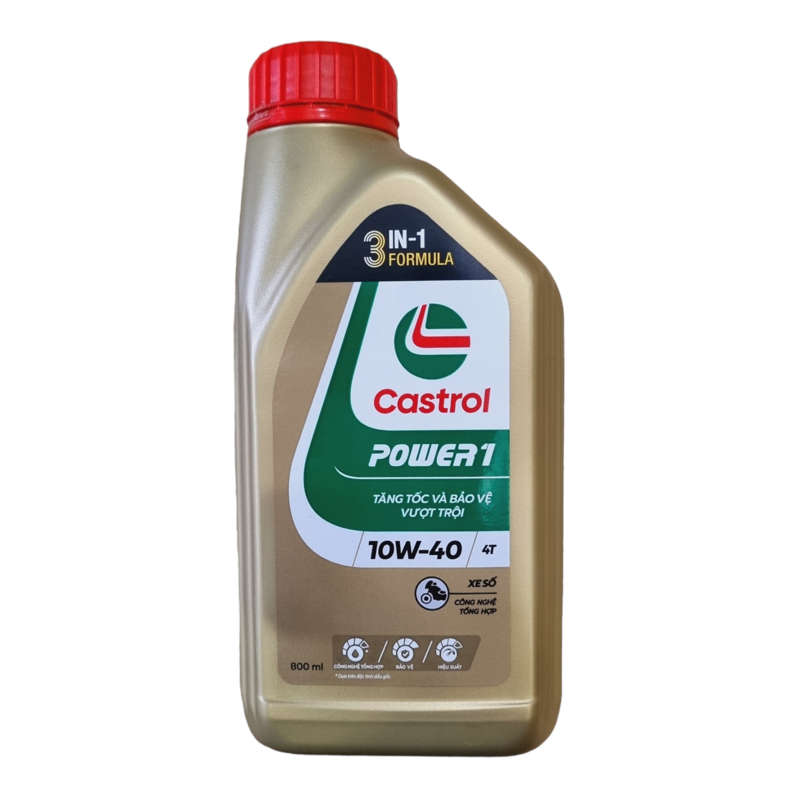 Nhớt castrol xe số cao cấp power1 10w-40 0,8l cho wave, dream, sirius, jupiter