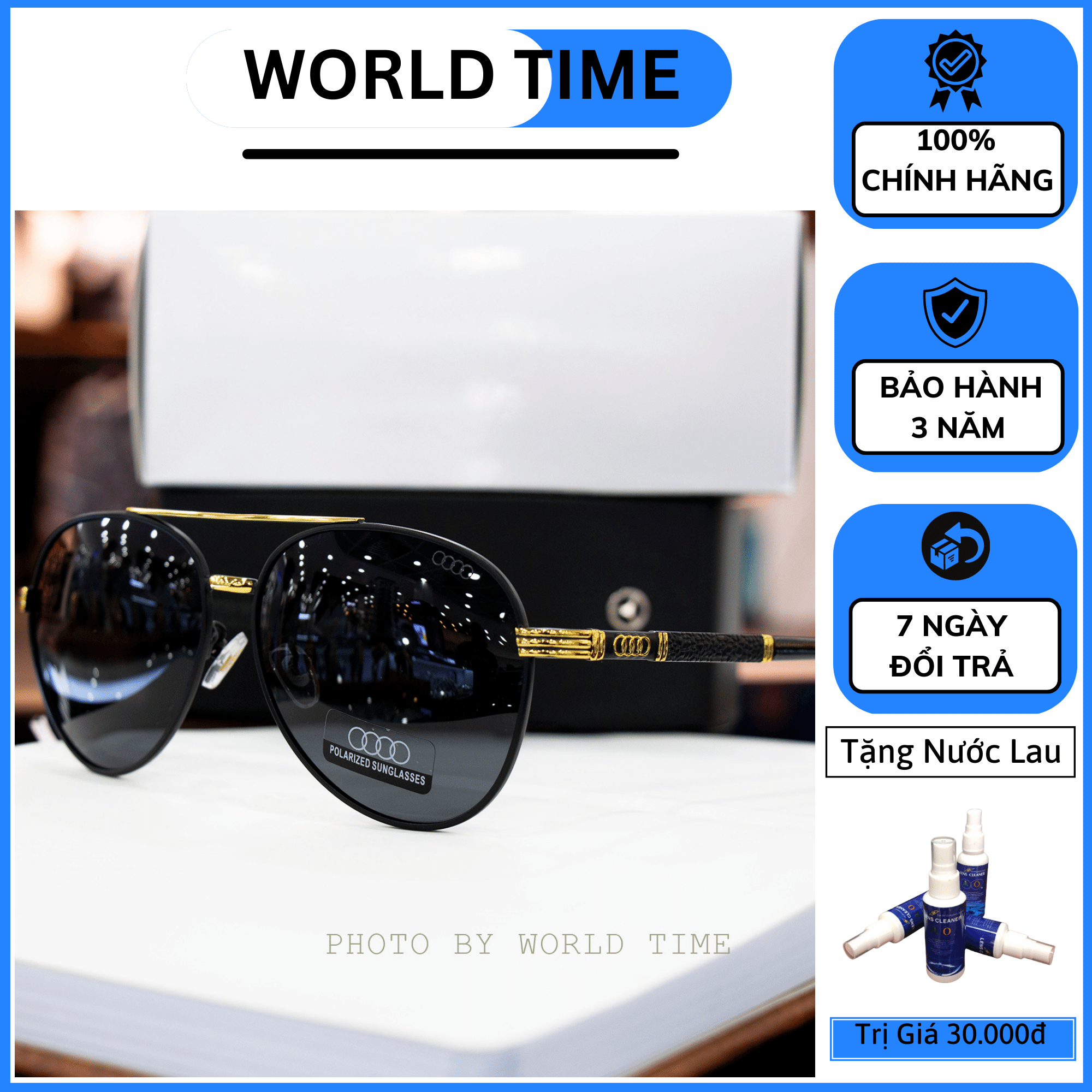 Kính mát nam Audi A79mắt kính nam  tròng Polazied chống lóaFull box thời trang cao cấp bảo hành 12 tháng