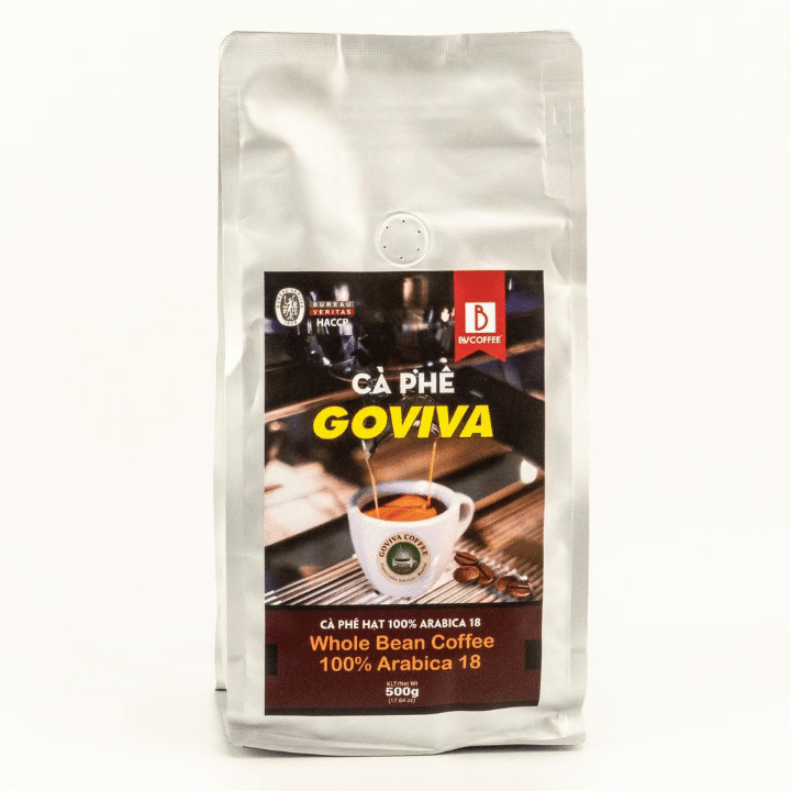 Cà phê nguyên hạt GOVIVA Arabica loại S18 500g