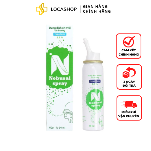 Xịt mũi ưu trương nebusal spray 2.3% giảm nghẹt mũi, sổ mũi cho trẻ từ 3 tuổi và người lớn 50ml locashop