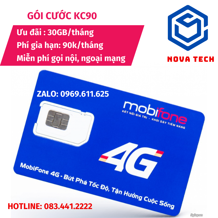 Sim 4G Mobifone Data tốc độ cao gói NA70 - KC90 - KC120 - KC150 + Miễn Phí Nghe Gọi - Sử dụng toàn q