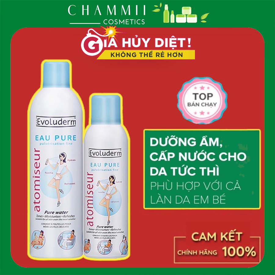 Xịt Khoáng Evoluderm Atomiseur Eau Pure Dưỡng Da, Cấp Ẩm 150ml chính hãng Pháp