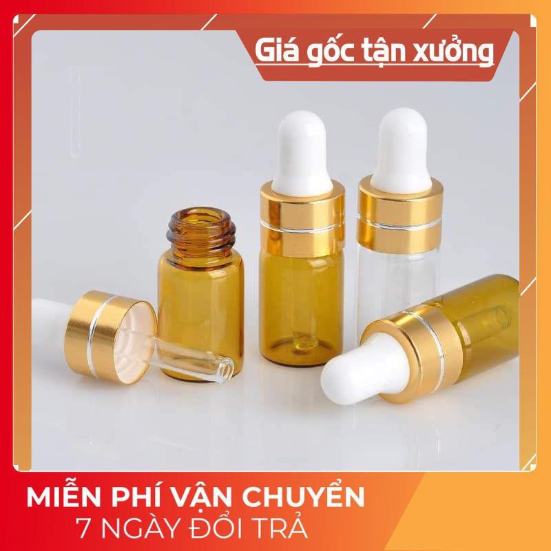 Lọ đựng tinh dầu thủy tinh mỏng bóp giọt khoen vàng - lọ chiết nước hoa / lọ chiết tinh dầu