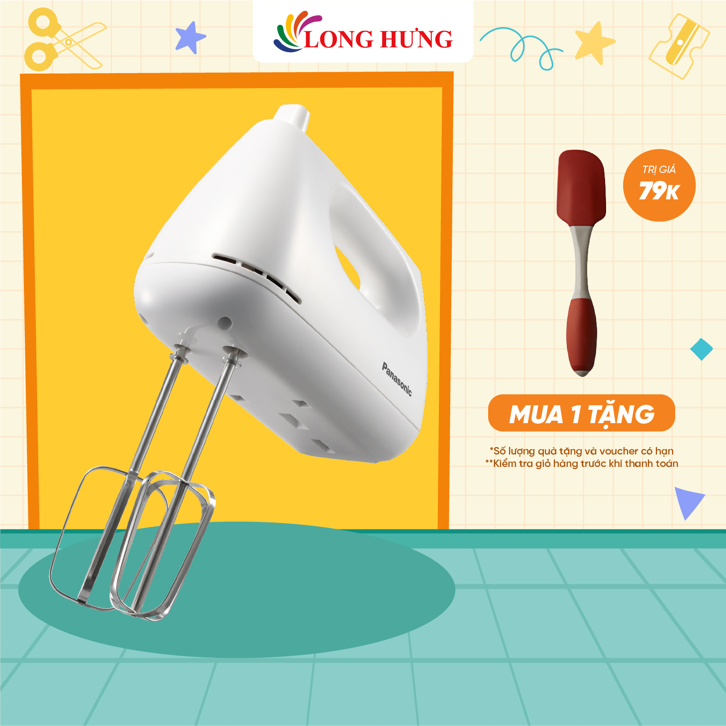 Máy đánh trứng Panasonic MK-GH3WRA - Hàng chính hãng - Thiết kế sang trọng, Dễ dàng sử dụng, Thân máy làm từ nhựa cao cấp