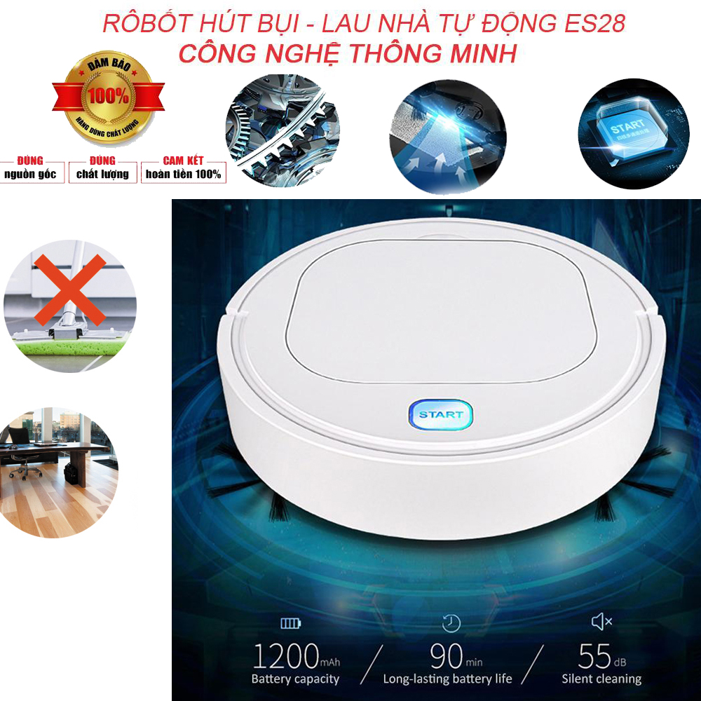 Robort hút bụi, robort hút bụi es28, robot hút bụi lau nhà, đường di chuyển làm sạch thông minh - bước tiến đột phá của nền công nghệ 4.0. pin sử dụng trên 6 giờ , mua ngay với ưu đãi lớn!