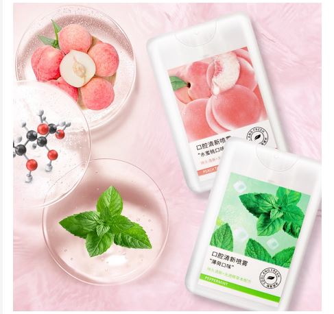 Xịt thơm miệng Heyxi vị đào và bạc hà thơm mát dung tích 15ML kháng khuẩn, khử mùi hôi, chăm sóc răng miệng