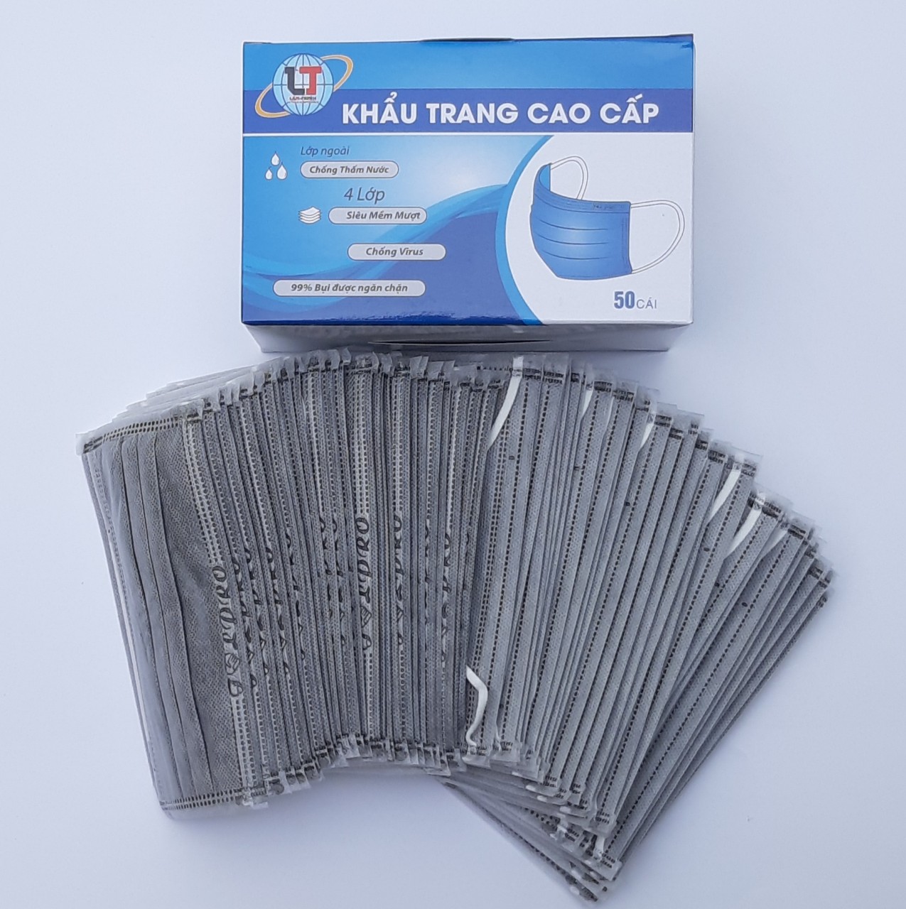 Khẩu trang y tế 4 lớp cao cấp LÂM THỊNH bảo vệ thông thoáng thoải mái cả ngày ( 50 cái / 1 hộp) MÀU TRẮNG